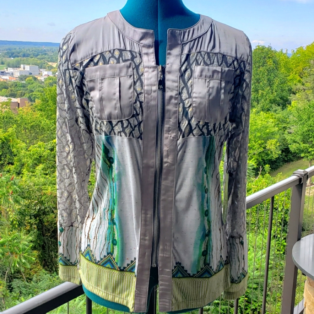 Silver Stitch By Artex Zip-up Long Sleeve Top Size Medium NWT